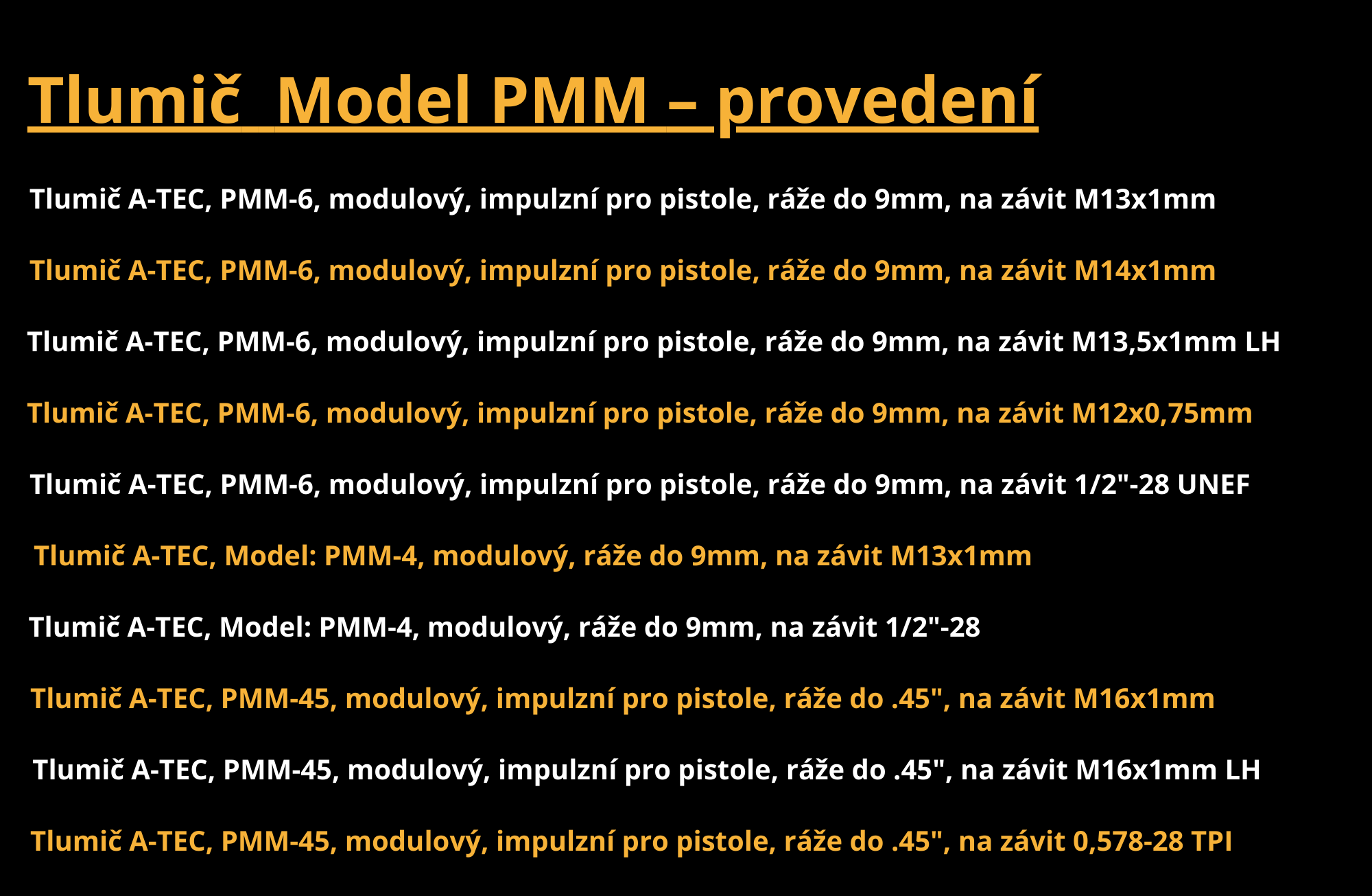 Tlumič  Model PMM